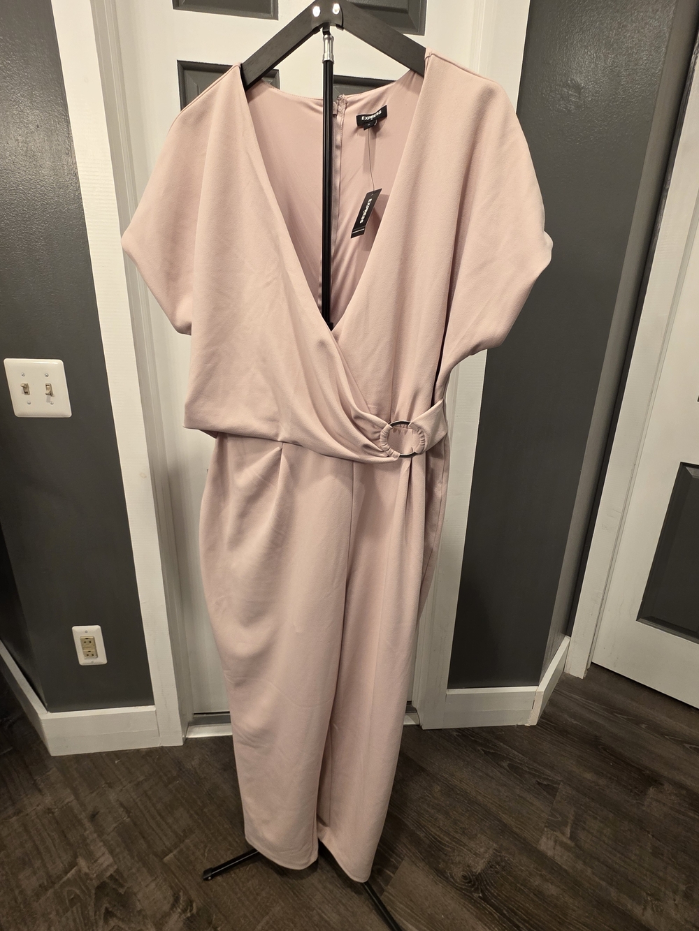 Express Blush Pink Wrap Jumpsuit with Ring Belt